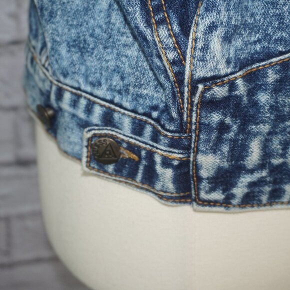 Vintage 80s Guess Acid Wash Denim Jean Jacket XL - Picture 6 of 10